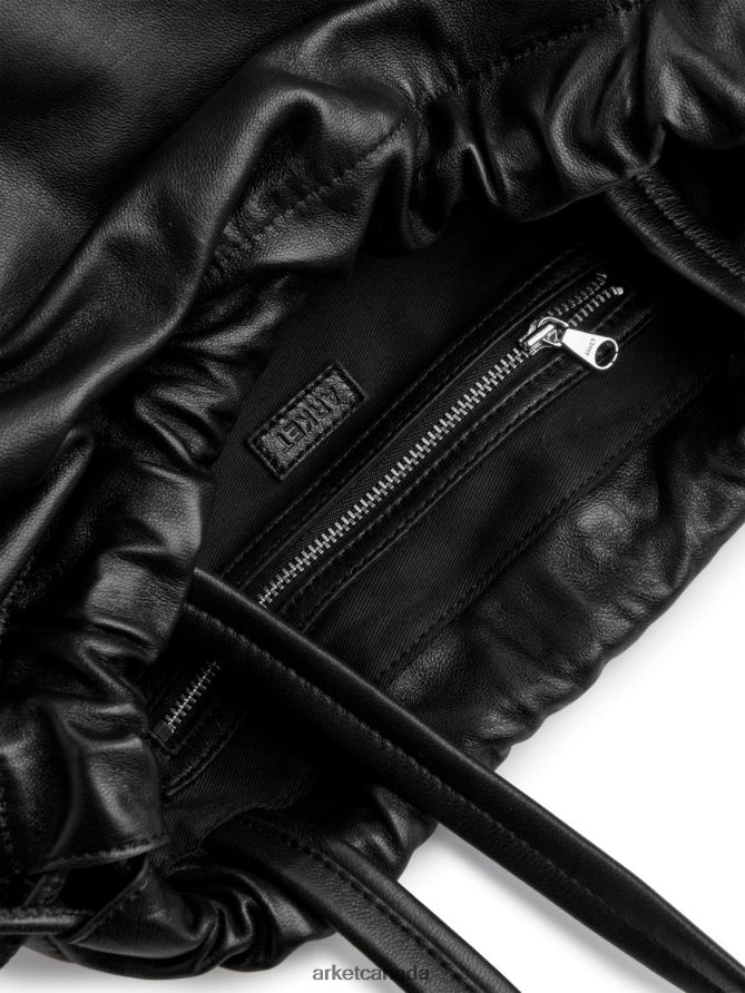 ARKET Bags 4L826J746 Black Leather Drawstring Tote Bag Unisex