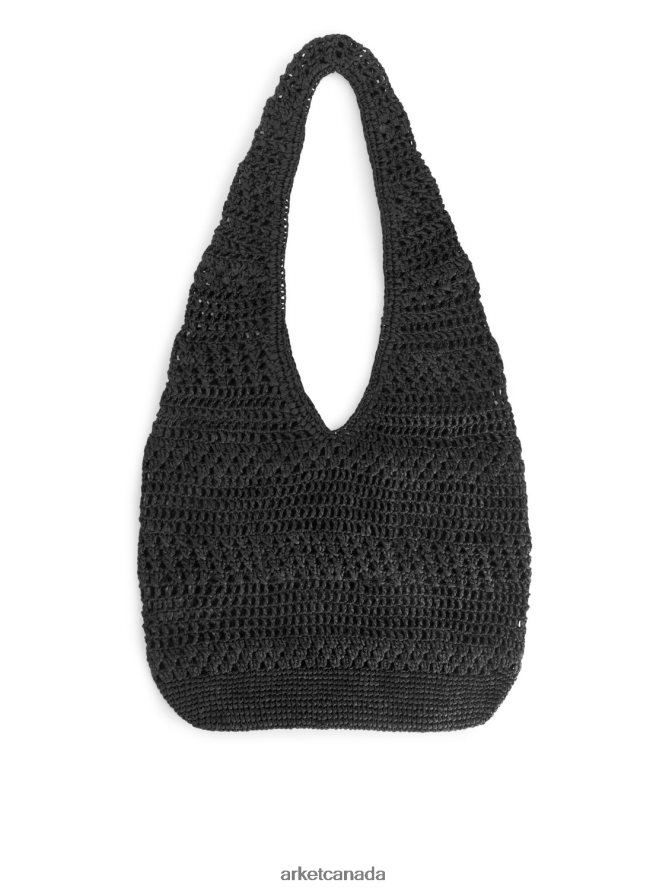 ARKET Bags 4L826J751 Black Crochet Straw Sling Bag Unisex