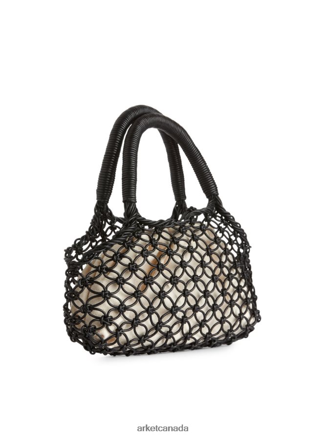 ARKET Bags 4L826J760 Black Leather Macrame Bag Unisex