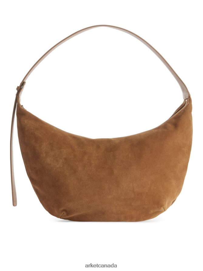 ARKET Bags 4L826J763 Caramel Brown Curved Suede Bag Unisex
