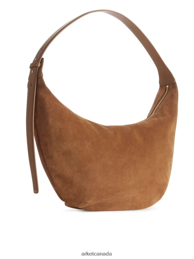 ARKET Bags 4L826J763 Caramel Brown Curved Suede Bag Unisex