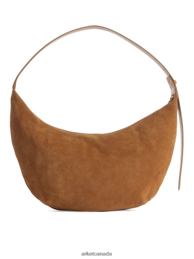 ARKET Bags 4L826J763 Caramel Brown Curved Suede Bag Unisex