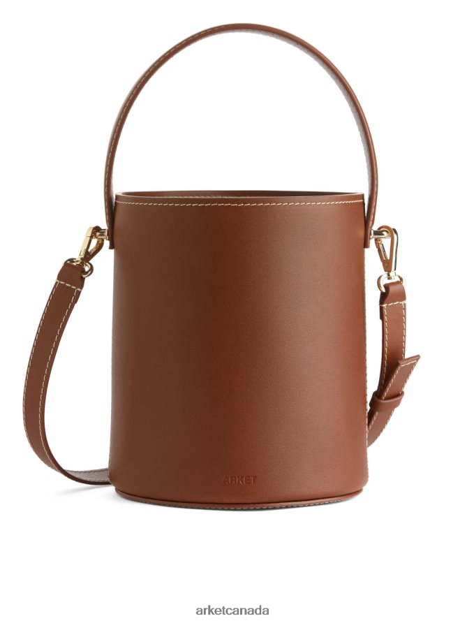 ARKET Bags 4L826J768 Brown Small Leather Bucket Bag Unisex
