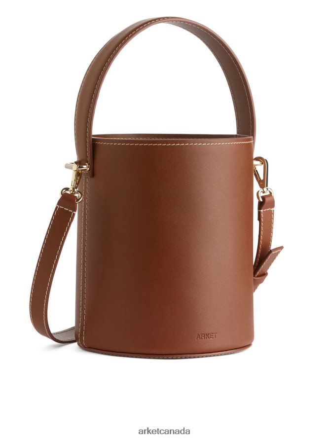 ARKET Bags 4L826J768 Brown Small Leather Bucket Bag Unisex