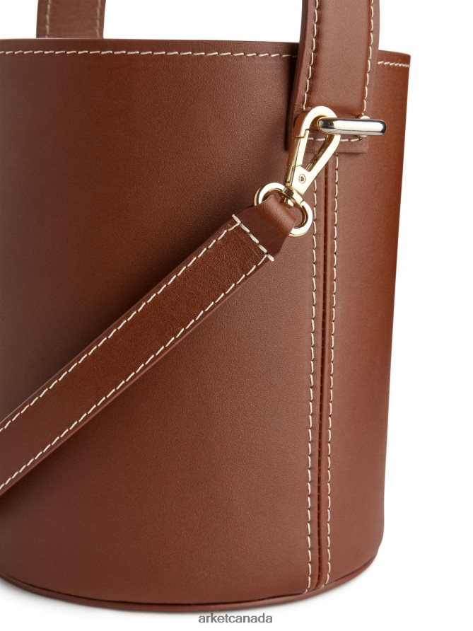 ARKET Bags 4L826J768 Brown Small Leather Bucket Bag Unisex