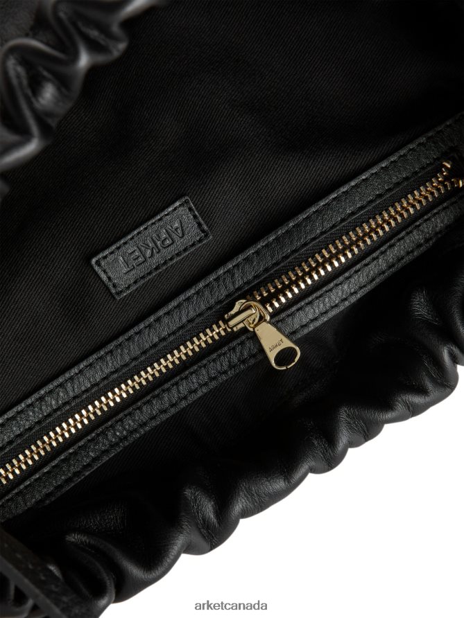 ARKET Bags 4L826J769 Black Gathered Leather Pouch Unisex