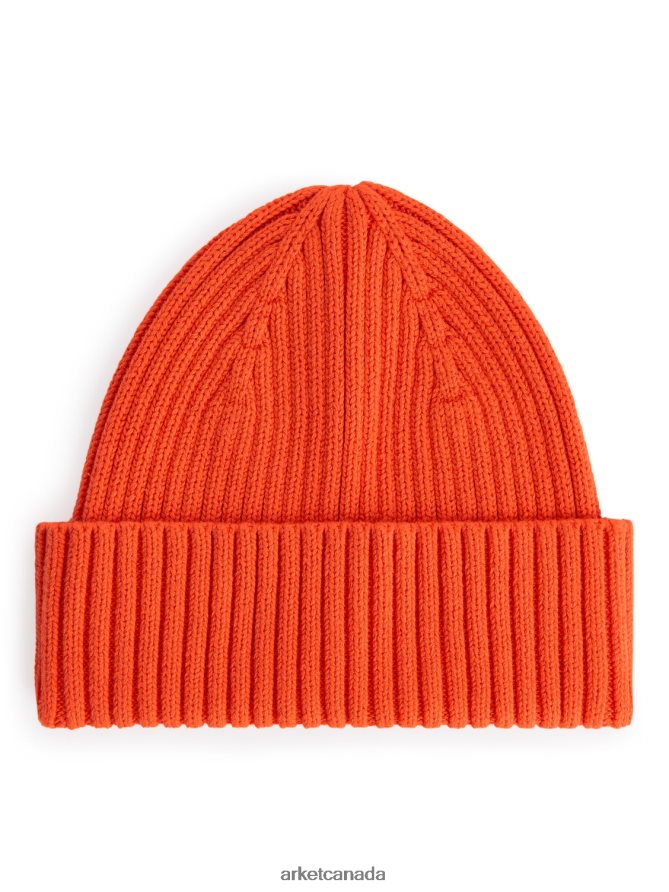 ARKET Accessories 4L826J1633 Orange Rib Knit Beanie Kids