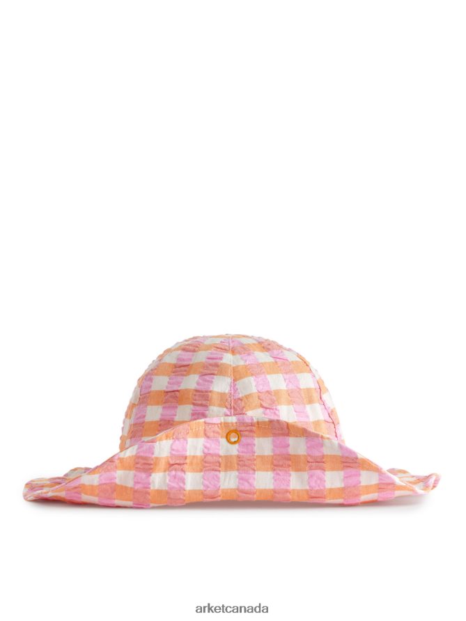 ARKET Accessories 4L826J1636 Orange/Check Seersucker Sunhat Kids