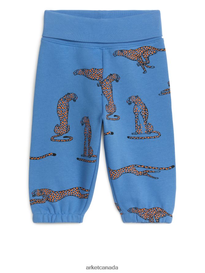 ARKET Clothing 4L826J1684 Blue/Cheetah Foldover Jersey Sweatpants Kids