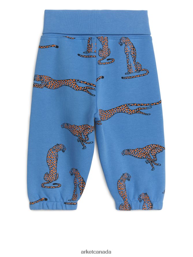 ARKET Clothing 4L826J1684 Blue/Cheetah Foldover Jersey Sweatpants Kids