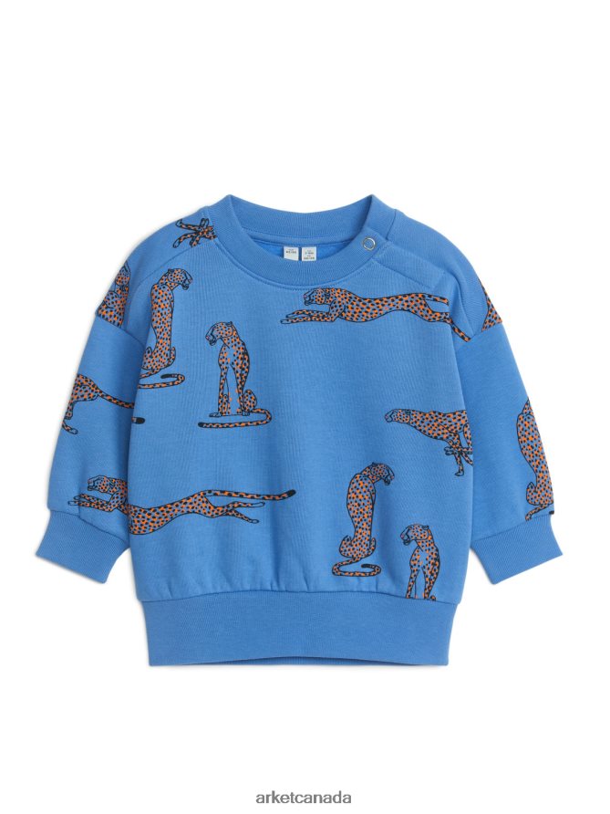 ARKET Clothing 4L826J1686 Blue/Cheetah Relaxed Sweatshirt Kids