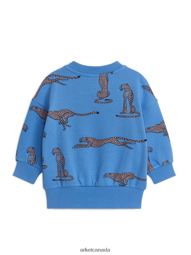 ARKET Clothing 4L826J1686 Blue/Cheetah Relaxed Sweatshirt Kids