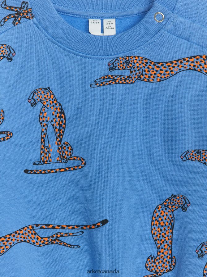 ARKET Clothing 4L826J1686 Blue/Cheetah Relaxed Sweatshirt Kids