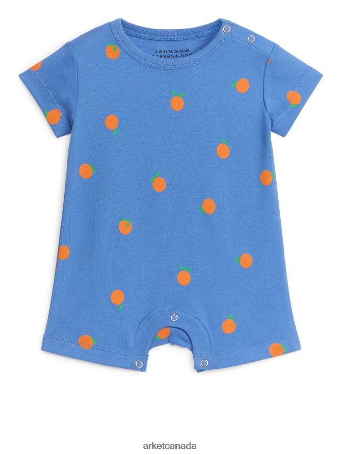ARKET Clothing 4L826J1695 Blue/Orange Short Jersey Romper Kids