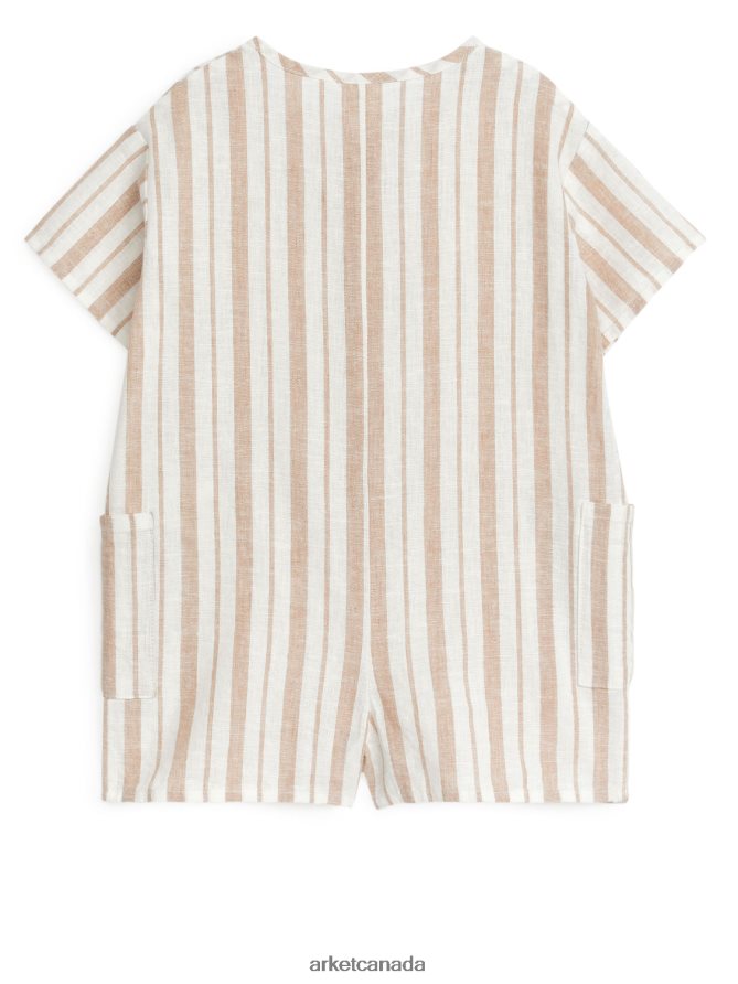 ARKET Clothing 4L826J1700 Beige/Stripes Linen Romper Kids