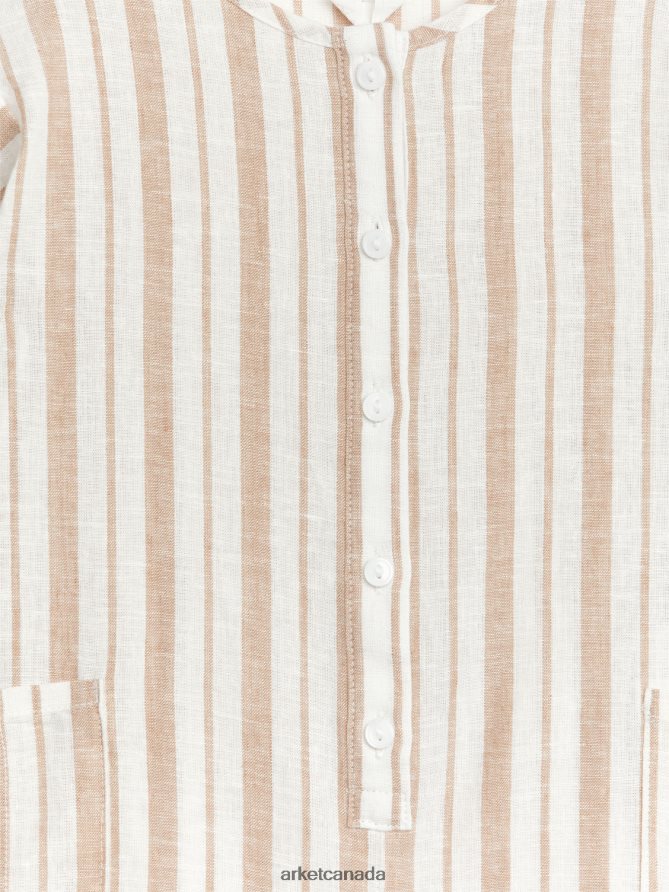 ARKET Clothing 4L826J1700 Beige/Stripes Linen Romper Kids