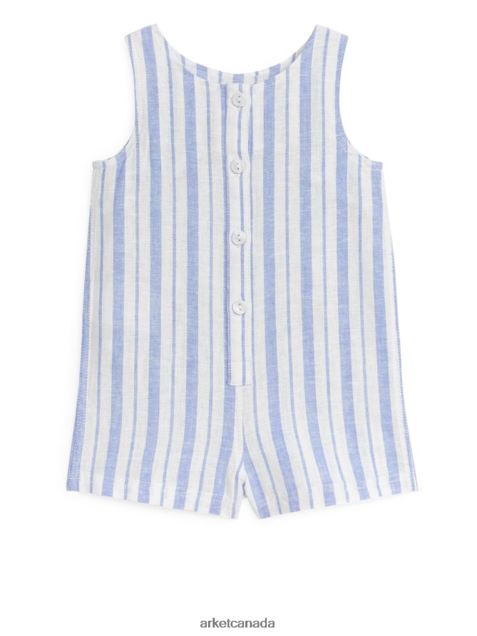 ARKET Clothing 4L826J1701 Blue/Stripes Sleeveless Cotton-Linen Romper Kids