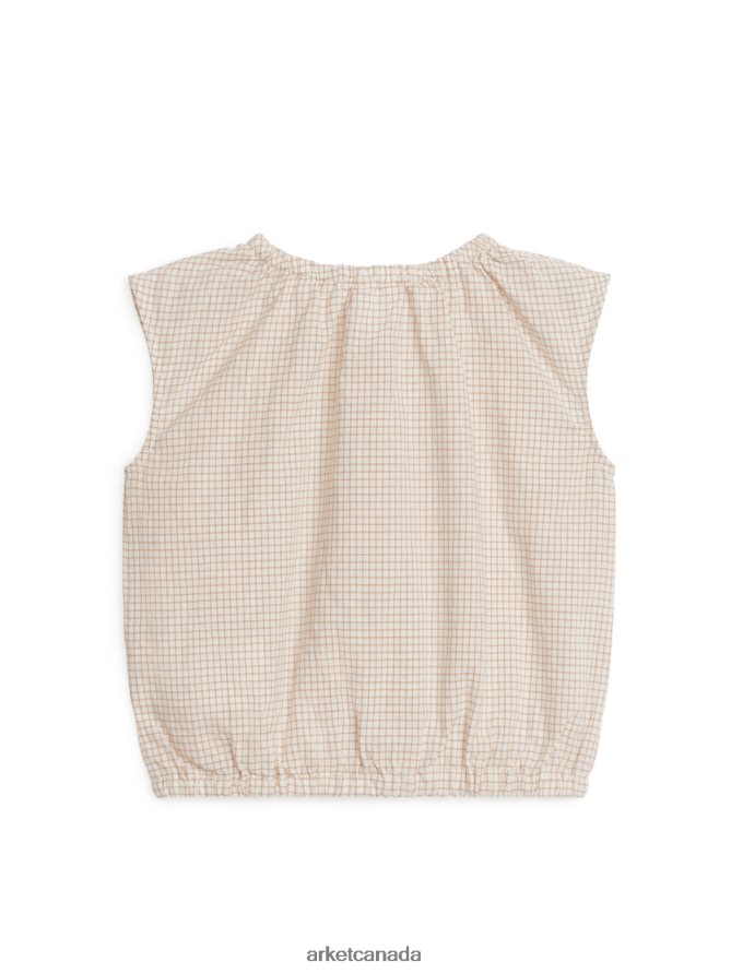 ARKET Clothing 4L826J1702 Beige/Checked Sleeveless Seersucker Top Kids
