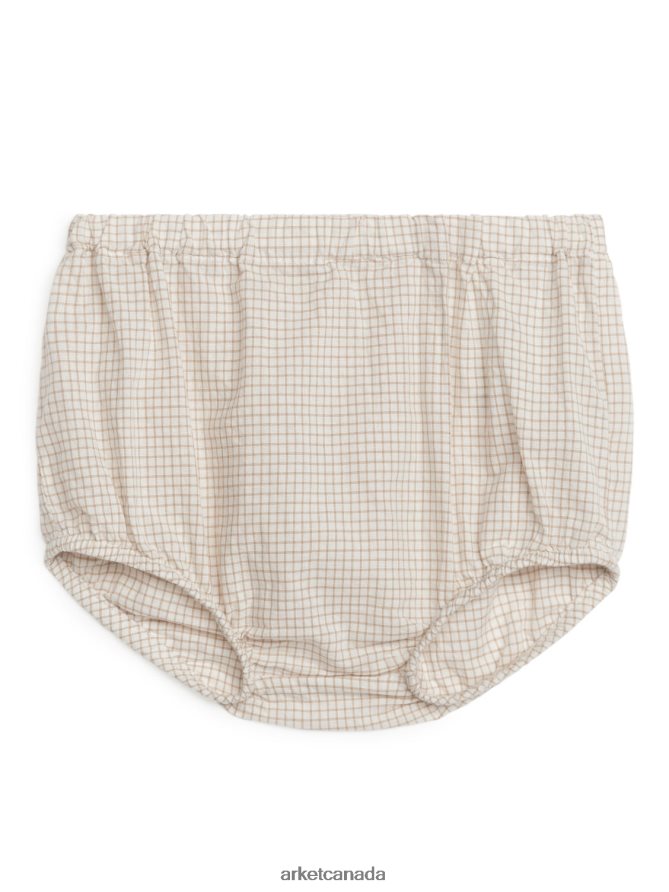 ARKET Clothing 4L826J1703 Beige/Check Seersucker Bloomers Kids