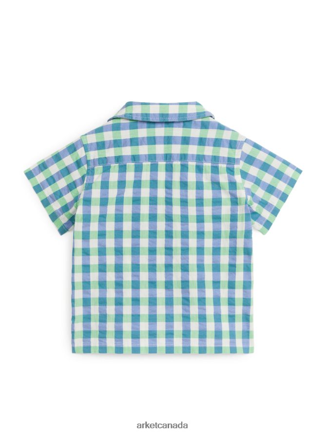 ARKET Clothing 4L826J1704 Green/Blue Seersucker Shirt Kids