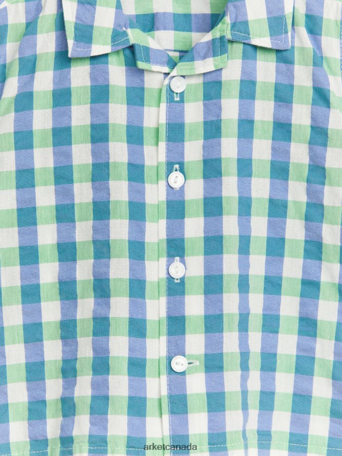ARKET Clothing 4L826J1704 Green/Blue Seersucker Shirt Kids