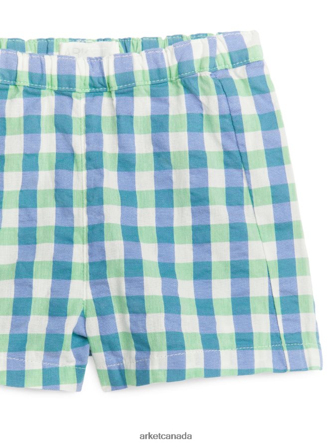 ARKET Clothing 4L826J1705 Green/Blue Seersucker Shorts Kids