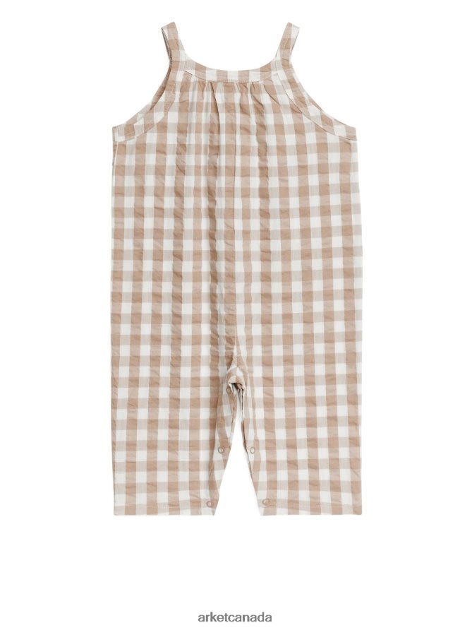 ARKET Clothing 4L826J1706 Beige/Checked Seersucker Overall Kids