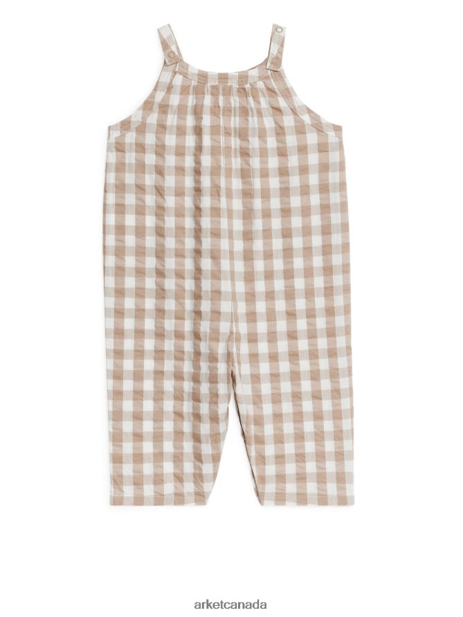ARKET Clothing 4L826J1706 Beige/Checked Seersucker Overall Kids