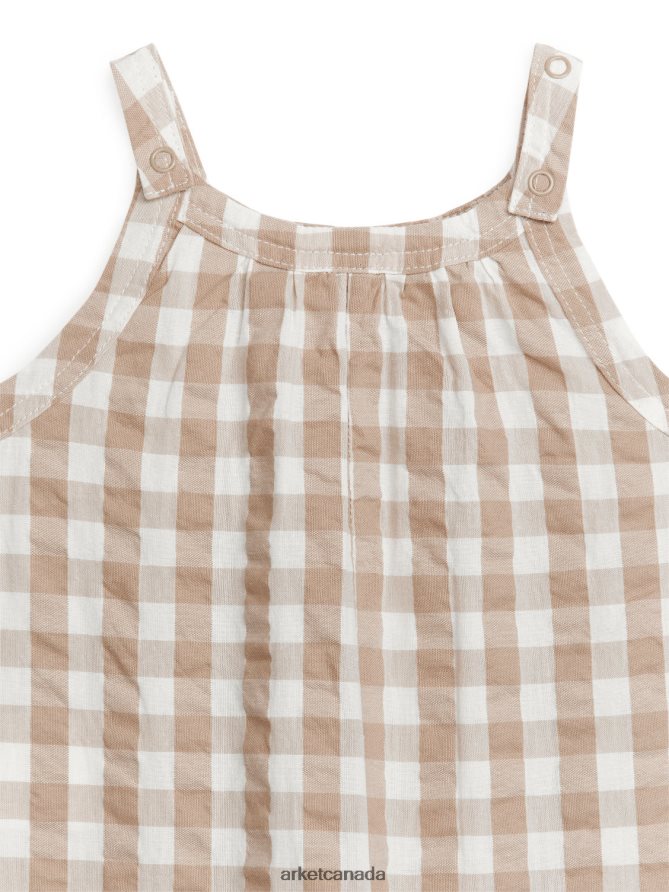 ARKET Clothing 4L826J1706 Beige/Checked Seersucker Overall Kids