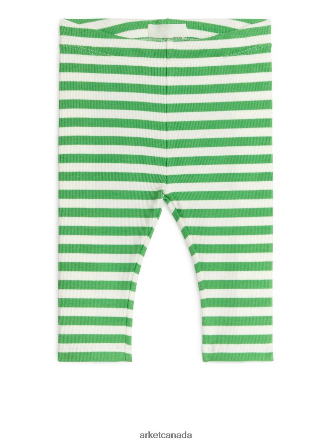 ARKET Clothing 4L826J1713 Green/White Ribbed Leggings Kids