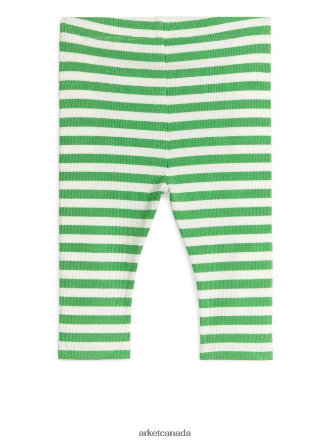 ARKET Clothing 4L826J1713 Green/White Ribbed Leggings Kids