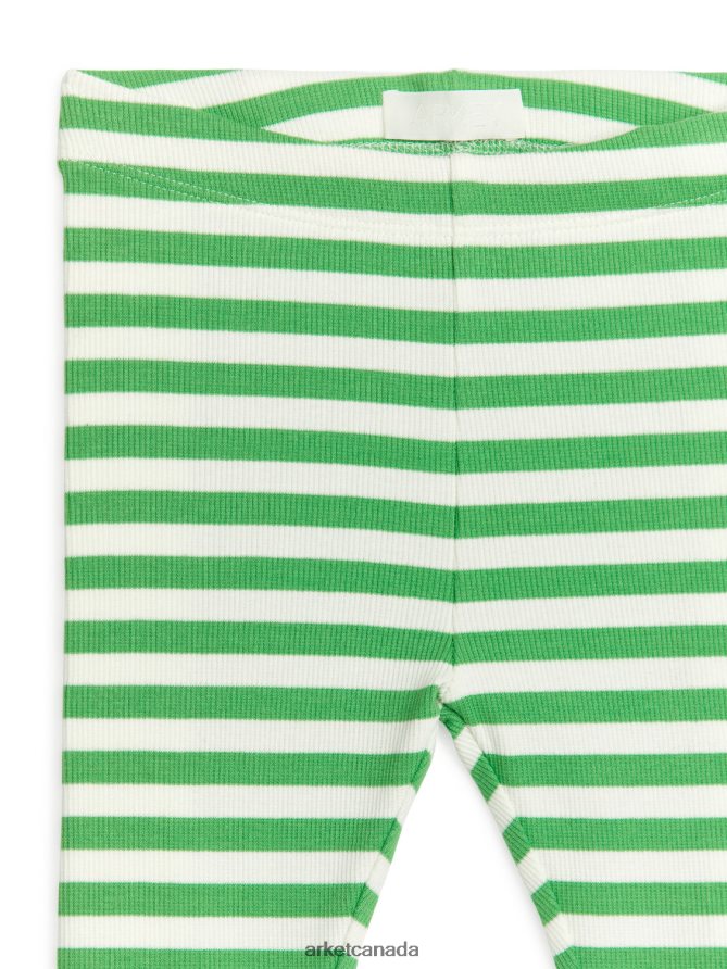 ARKET Clothing 4L826J1713 Green/White Ribbed Leggings Kids