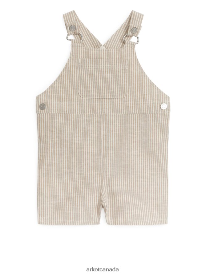 ARKET Clothing 4L826J1714 Beige/White Short Cotton Dungarees Kids