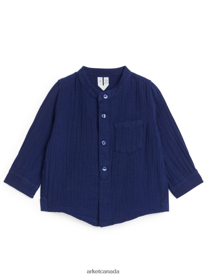 ARKET Clothing 4L826J1717 Dark Blue Cotton Muslin Shirt Kids