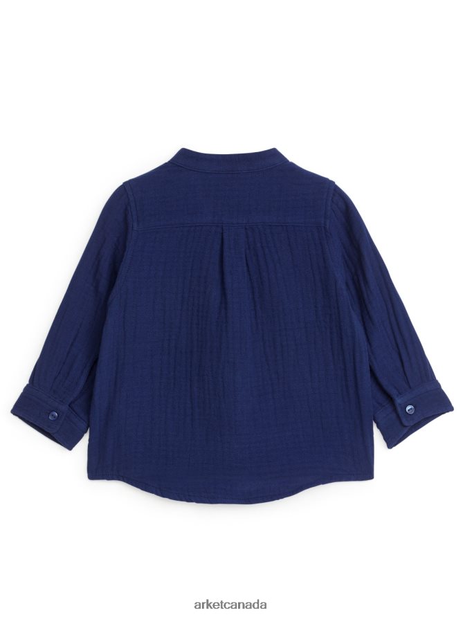 ARKET Clothing 4L826J1717 Dark Blue Cotton Muslin Shirt Kids