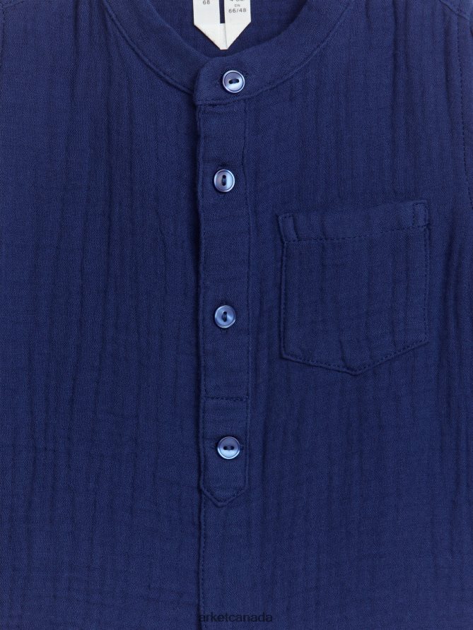 ARKET Clothing 4L826J1717 Dark Blue Cotton Muslin Shirt Kids