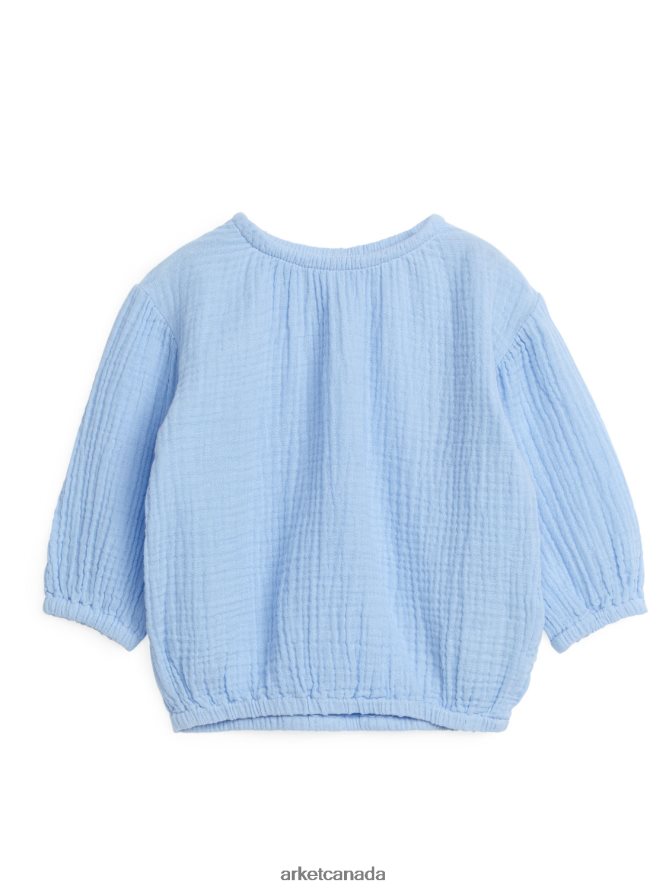 ARKET Clothing 4L826J1718 Light Blue Balloon-Sleeve Cheesecloth Blouse Kids