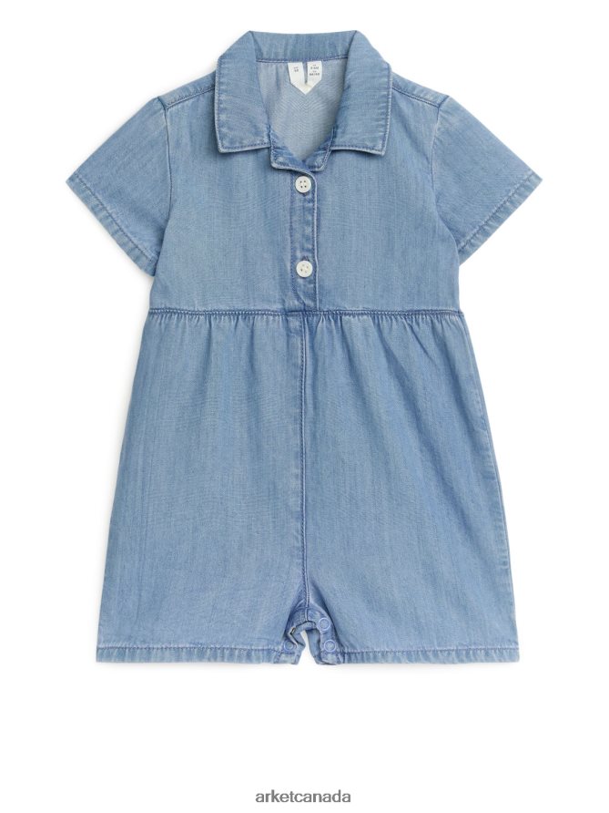 ARKET Clothing 4L826J1721 Light Blue Short Denim Jumpsuit Kids