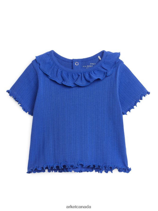 ARKET Clothing 4L826J1722 Blue Pointelle Top Kids