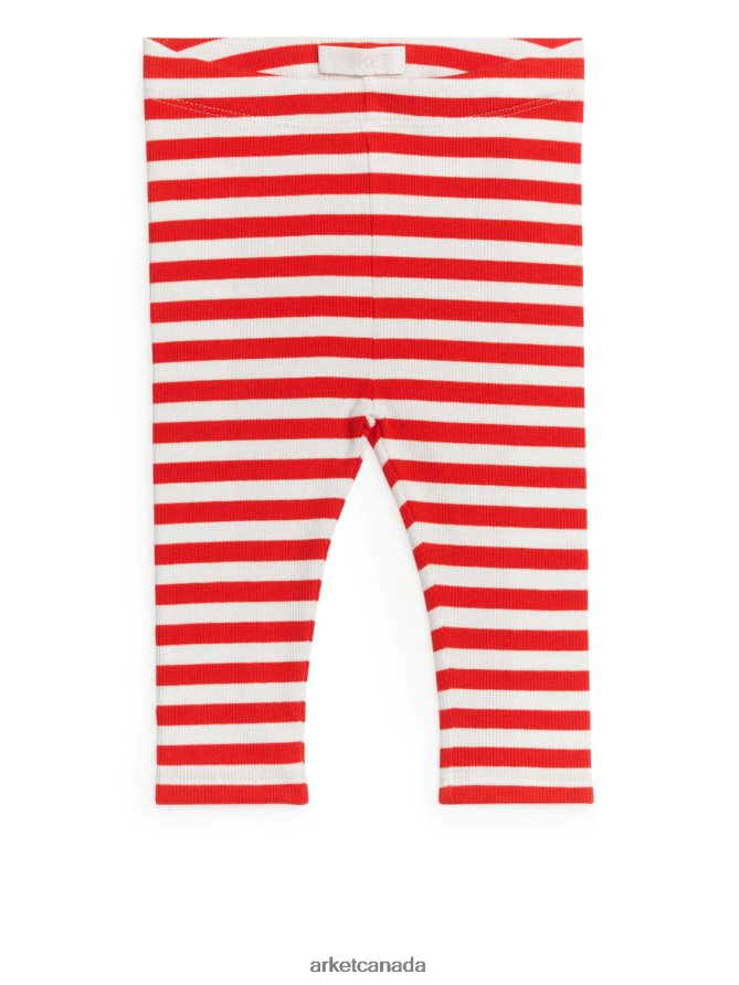 ARKET Clothing 4L826J1726 White/Red Ribbed Leggings Kids