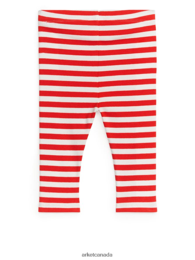 ARKET Clothing 4L826J1726 White/Red Ribbed Leggings Kids