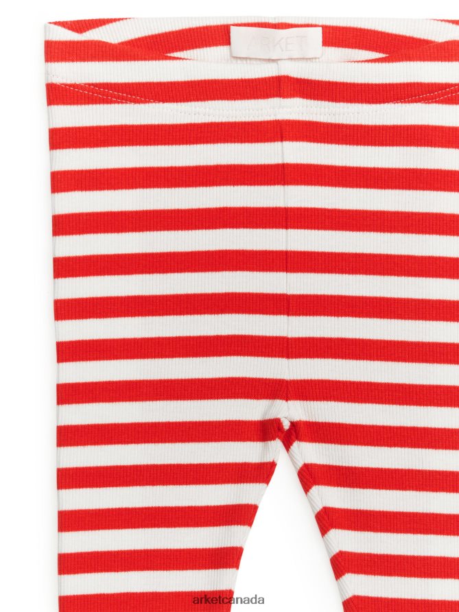 ARKET Clothing 4L826J1726 White/Red Ribbed Leggings Kids