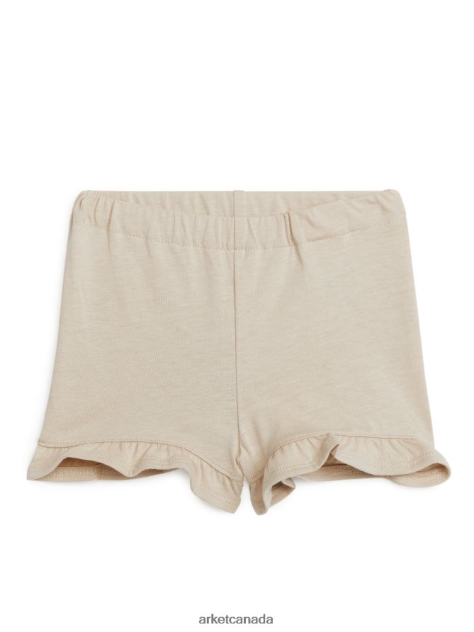 ARKET Clothing 4L826J1729 Beige Frilled Jersey Shorts Kids
