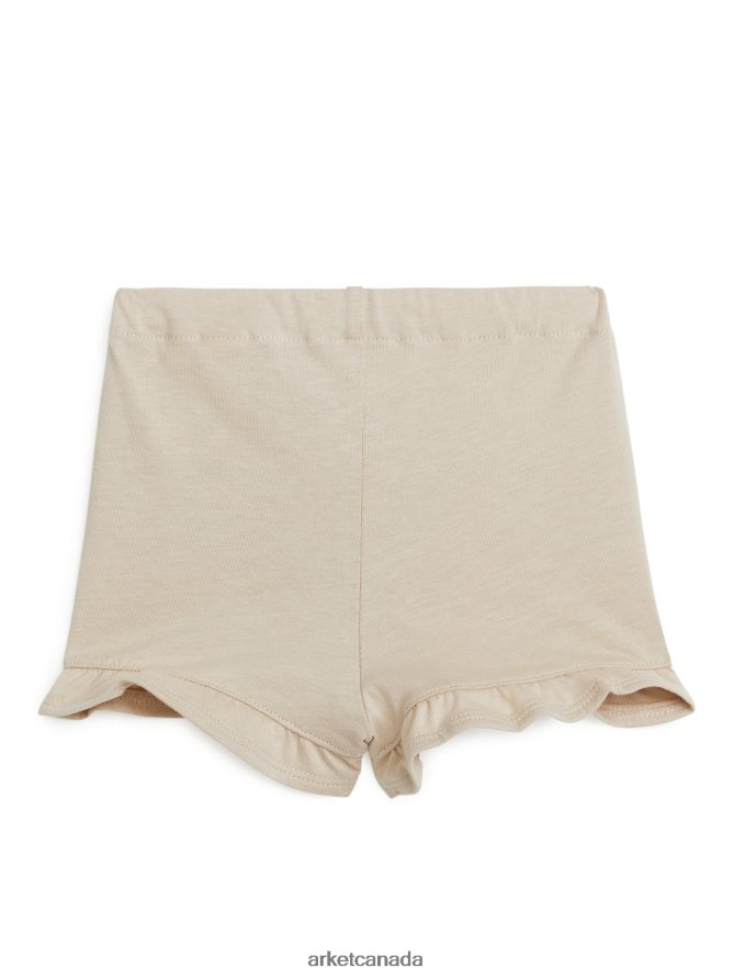 ARKET Clothing 4L826J1729 Beige Frilled Jersey Shorts Kids