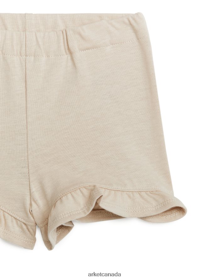 ARKET Clothing 4L826J1729 Beige Frilled Jersey Shorts Kids