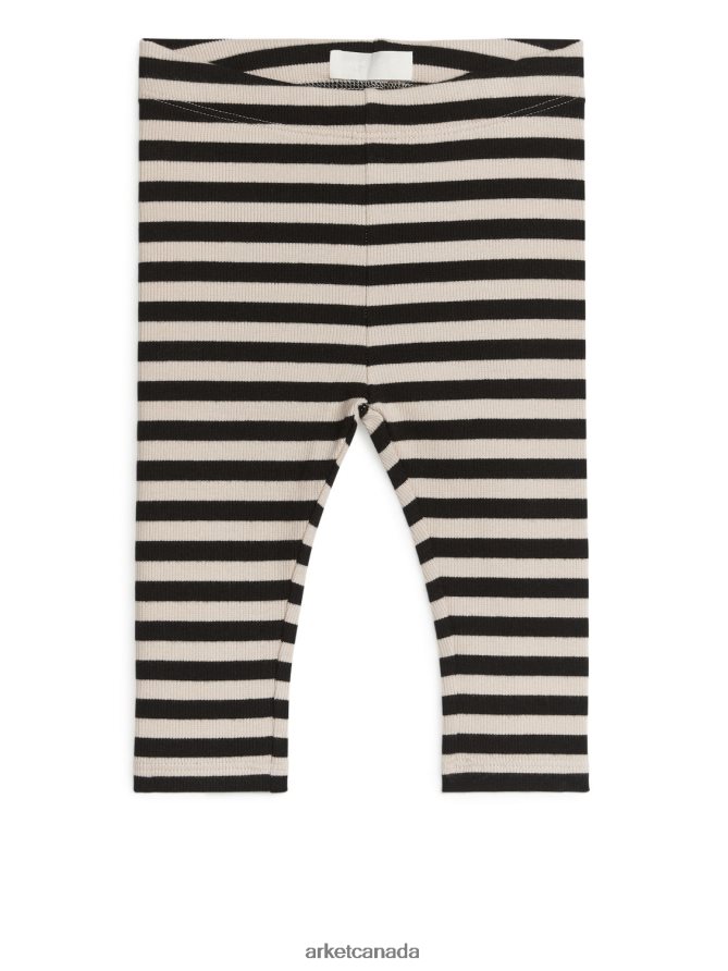 ARKET Clothing 4L826J1736 Black/Beige Ribbed Leggings Kids
