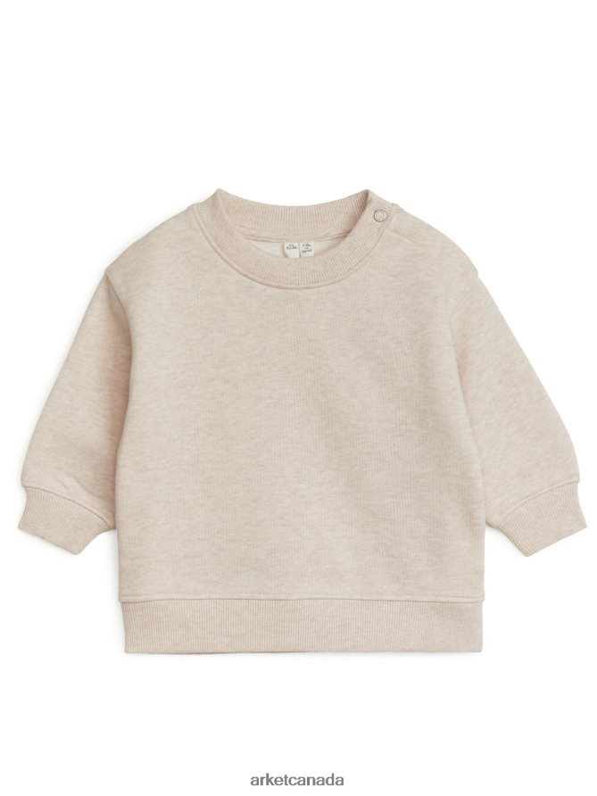 ARKET Clothing 4L826J1737 Oat Melange Loose-Fit Cotton Sweatshirt Kids