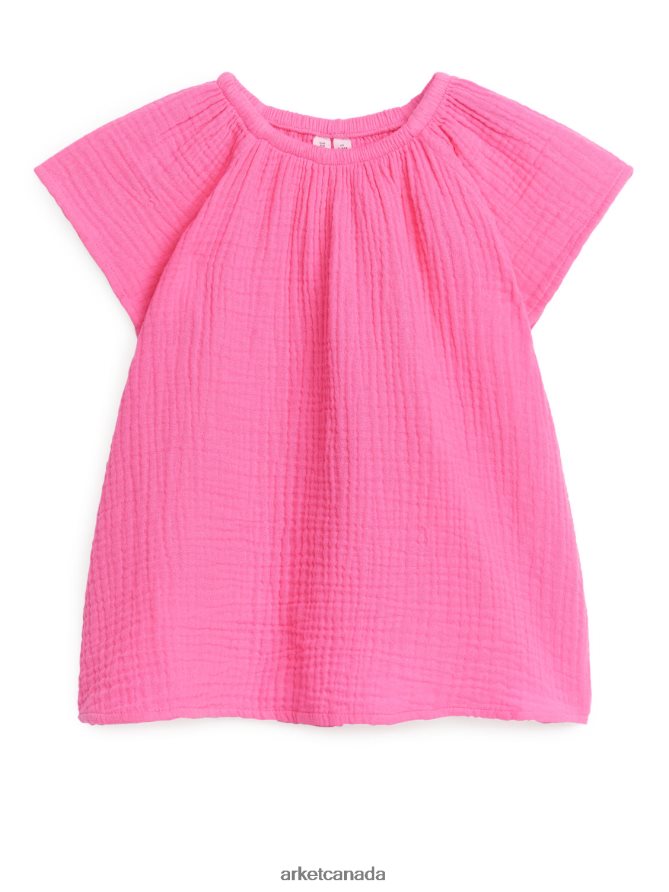 ARKET Clothing 4L826J1739 Pink Short Cheesecloth Dress Kids