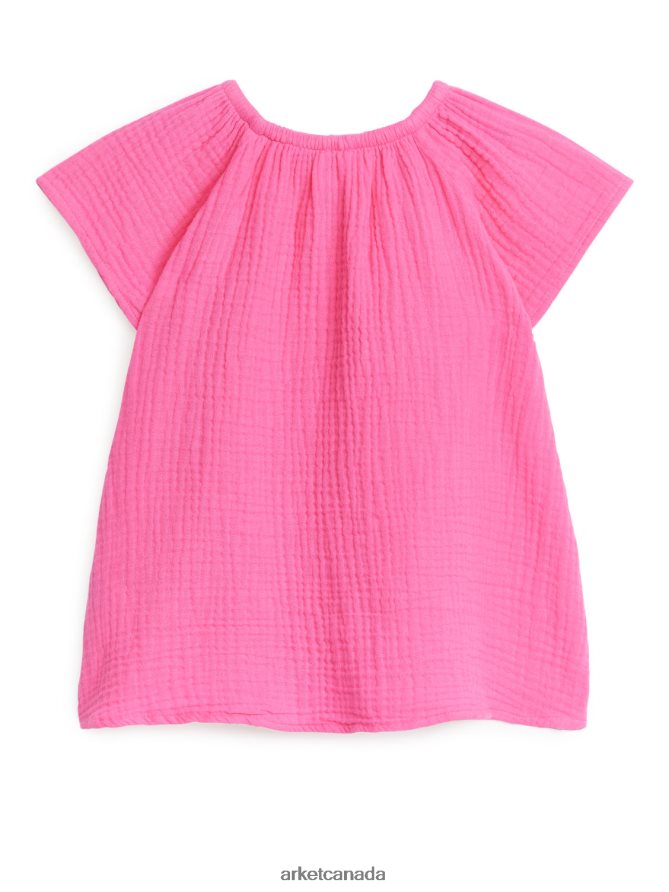 ARKET Clothing 4L826J1739 Pink Short Cheesecloth Dress Kids
