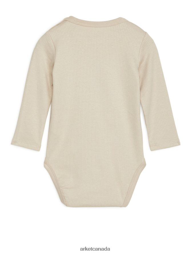 ARKET Clothing 4L826J1755 Light Beige Cotton Lyocell Bodysuit Kids